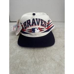 Vtg 90s Atlanta Braves Logo Athletic Diamond Cut MLB Baseball Snapback Hat NWT
